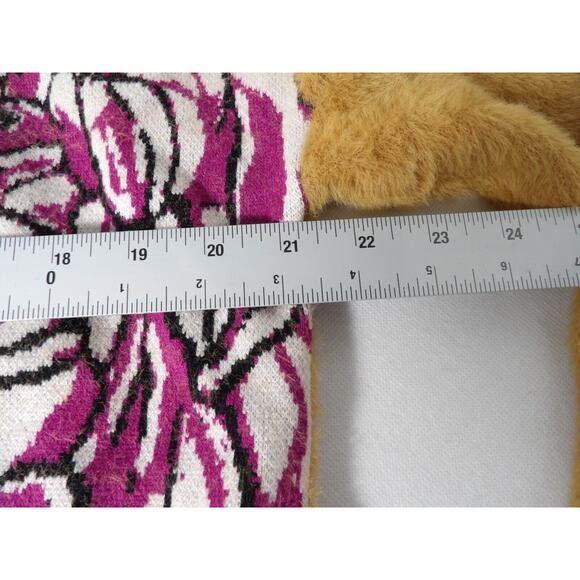 See And Be Seen Fuzzy Sweater M/L Brown Flower Abstract Artsy Pullover Soft - Picture 9 of 12